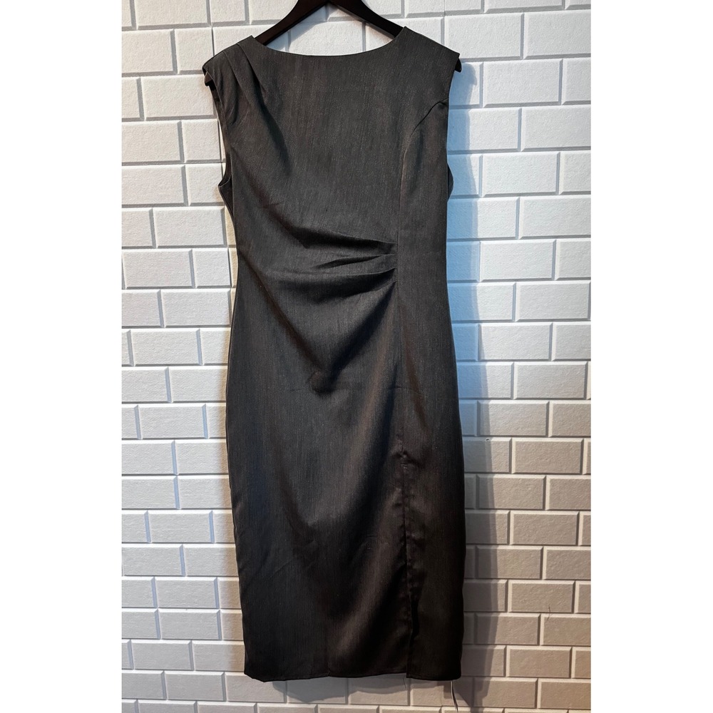 CIDER Women's Dark Grey Midi Dress Size M Ruched Side Slit Sleeveless NWT